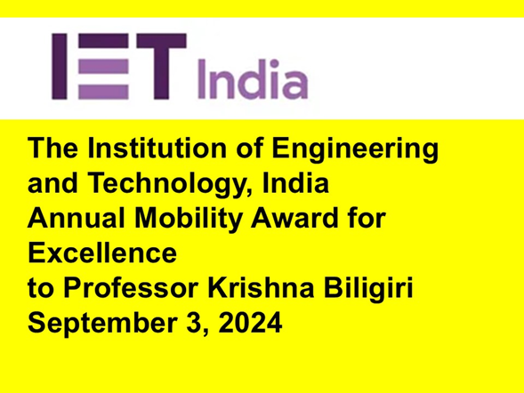 The Institution of Engineering and technology, India Annual Mobility Award for Excellence
